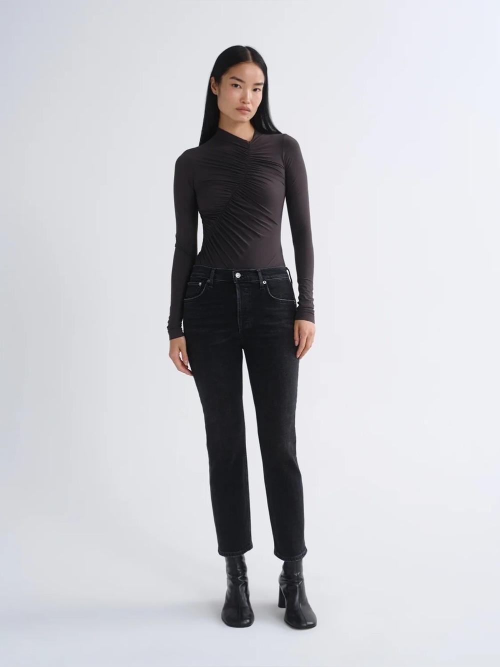 AGOLDE Riley Crop High Rise Button Fly Black Jeans In Panoramic Women’s Size 29